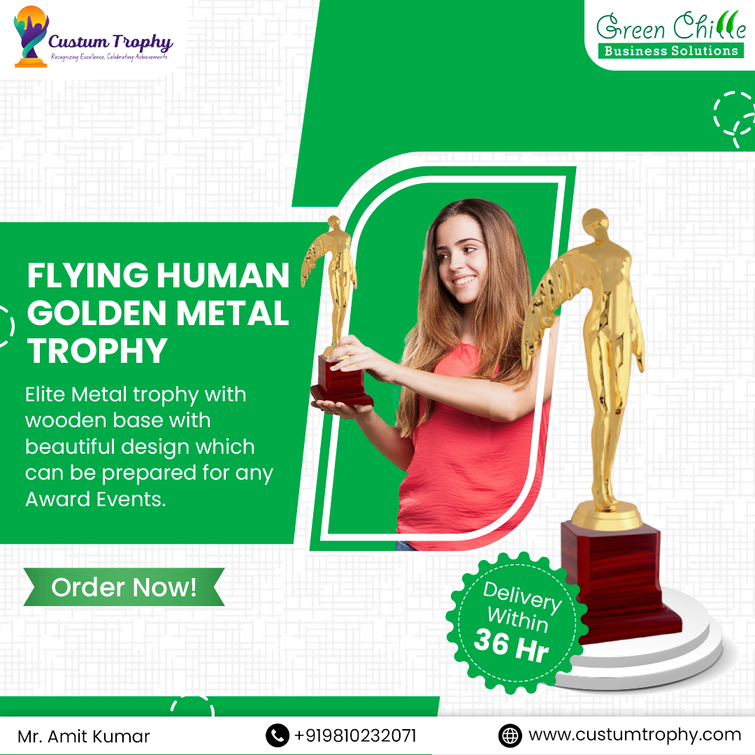 Flying Human Golden Metal Trophy