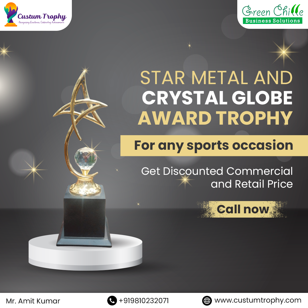 Star Metal and Crystal Globe Award Trophy